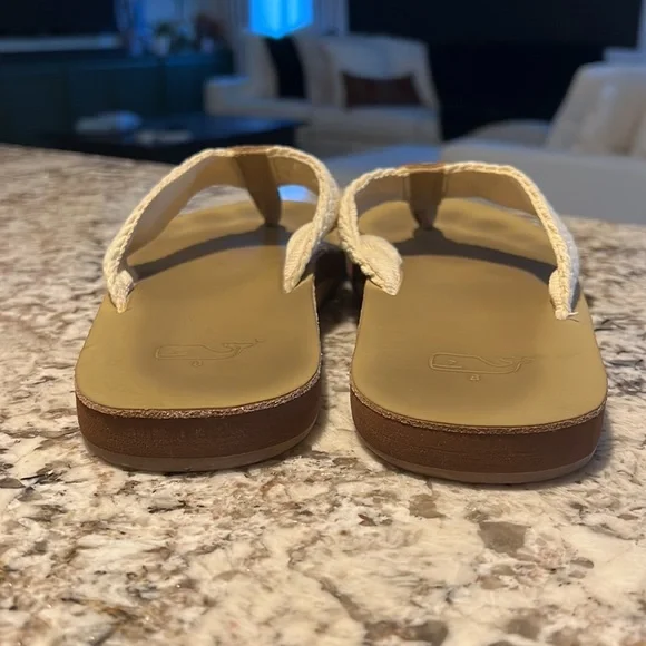 Vineyard Vines White and Tan woven rope flip flop Sandals - Picture 4 of 8